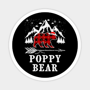 Poppy Bear Christmas Red Plaid Buffalo Family Pajama Funny Magnet
